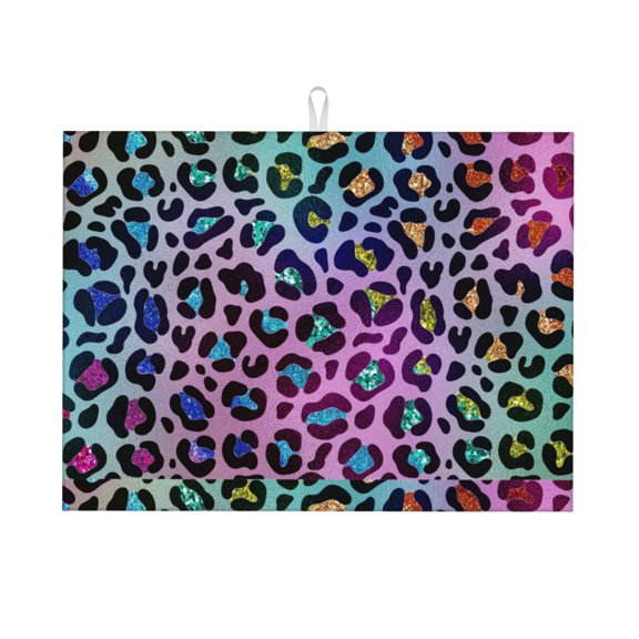 Kdxio Rainbow Animal Skin for Dish Drying Mat,24*18 inch Absorbent Dish Drainer Kitchen Counter,Large Size Dish Drying Pad for Countertops,Draining Racks
