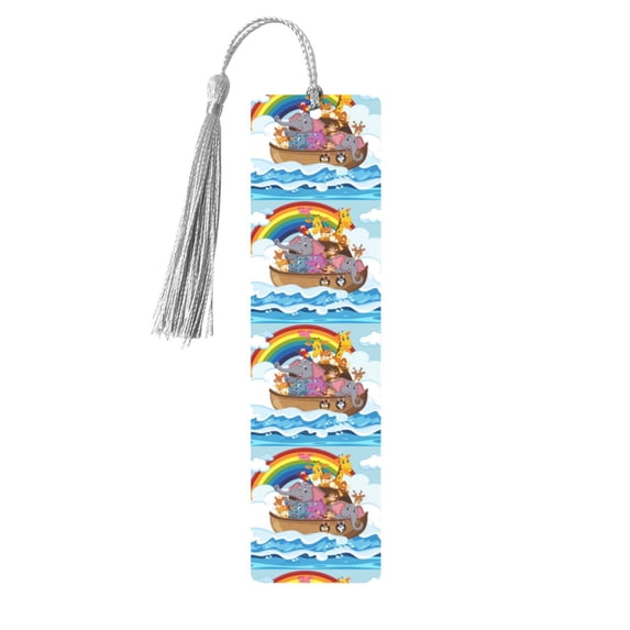 Kdxio Rainbow Animals on Noah's Ark Print Metal Tassel Bookmarks,Perfect Gift for Art Lovers and Bookworms Metal Bookmarks for Women