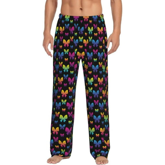 Kdxio Rainbow Butterfly Print Men's Sleep Pajama Pant Lounge Pants with Pockets-XX-Large
