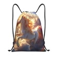thumbnail image 1 of Kdxio Rainbow Cloud White Horse Print Drawstring Backpack Bag,Waterproof Draw String Back Sack, Gym Drawstring Bags Swim Bag For Unisex, 1 of 5