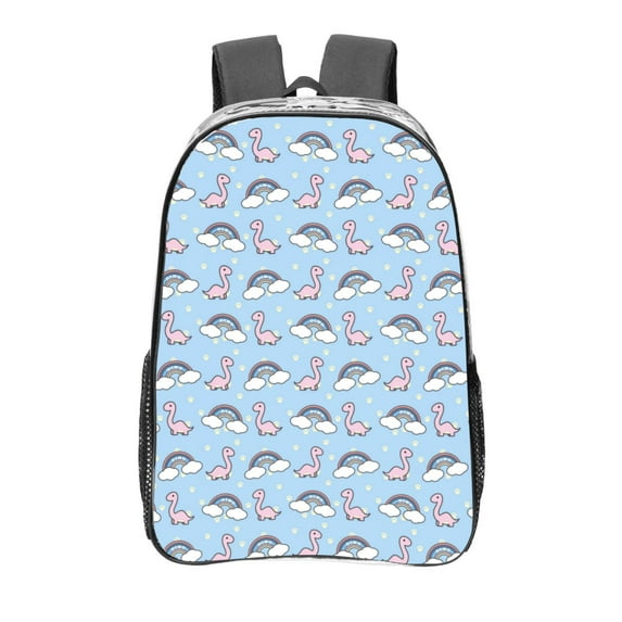 Kdxio Rainbow Dinosaur Clear Backpack, Transparent Bookbag for School for Women Men, Capacity Clear Bag for College, Travel
