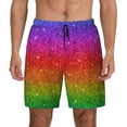 thumbnail image 1 of Kdxio Rainbow Glitter Print Men'S Swim Trunks With Compression Liner 7 Inch Inseam Quick Dry Swim Shorts, 1 of 7