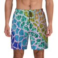 thumbnail image 1 of Kdxio Rainbow Glitter Print Men's Swim Trunks with Compression Liner 7 Inch Inseam Quick Dry Swim Shorts, 1 of 5