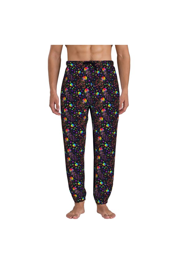 Rainbow Jellyfishes Pattern Joggers,Sweatpants for Men with Pockets-Medium