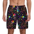thumbnail image 1 of Kdxio Rainbow Jellyfishes Print Men'S Swim Trunks With Compression Liner 7 Inch Inseam Quick Dry Swim Shorts, 1 of 7