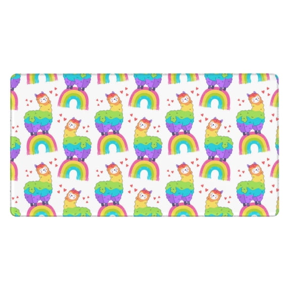 Kdxio Rainbow Llama Print Large Gaming Mouse Pad,Non-Slip Base,Water Resist Keyboard Pad for Gamer,Office & Home,29.5 x 15.8 in