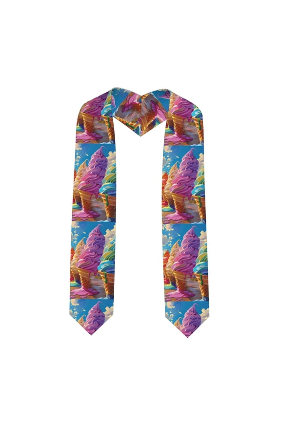 Rainbow Melting Ice Cream Graduation Stole Class, Graduation Sash, Unisex Adult 36" Academic Commencements-Sharp Corner