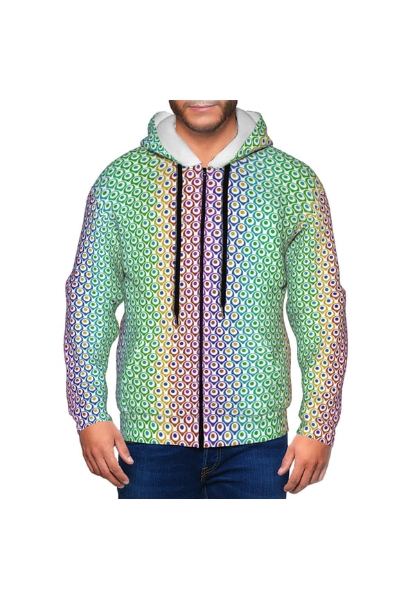 Rainbow Peacock Feathers Print Men Hoodies Casual Hoodies for Men with Zip Pockets Full Zip Long Sleeve Sweatshirt Sports Hooded Jacket-Medium