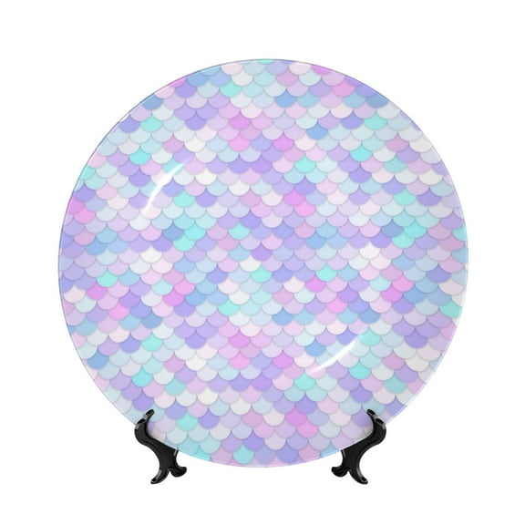 Kdxio Rainbow Scales Bone China Decorative Plate Ceramic Decorative Plate for Home Office Wall Stand Decorative Plates for Home Bedroom-6in