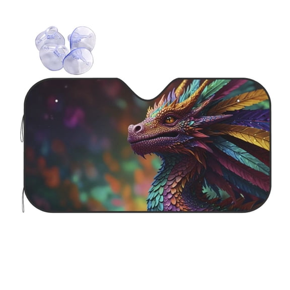 Kdxio Rainbow Scales Fantasy Dragon Print Front Windshield Sun Shade,Folding Auto Sunshade for Car Truck SUV-Small