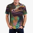 thumbnail image 1 of Kdxio Rainbow Scales Fantasy Dragon Print Men's Short Sleeve Polo Shirt,Midweight Men's Shirt-X-Large, 1 of 5