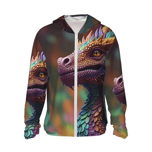 Kdxio Rainbow Scales Fantasy Dragon Print Women Men Sun Protection UPF 50+ Jackets Zip Up Long Sleeve Hoodie Hiking Lightweight with Pockets
