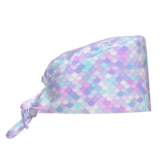 Kdxio Rainbow Scales Pattern Turban Hat for Women Men Comfortable Adjustable Cleaning Working Cap with Sweatband