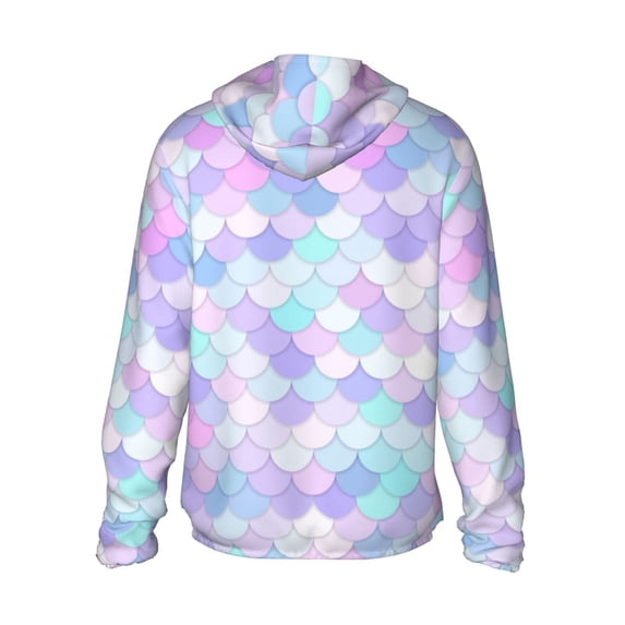 Kdxio Rainbow Scales Print Women Men Sun Protection UPF 50+ Jackets Zip Up Long Sleeve Hoodie Hiking Lightweight with Pockets