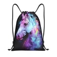 thumbnail image 1 of Kdxio Rainbow Spotted White Horse Print Drawstring Backpack Bag,Waterproof Draw String Back Sack, Gym Drawstring Bags Swim Bag For Unisex, 1 of 5
