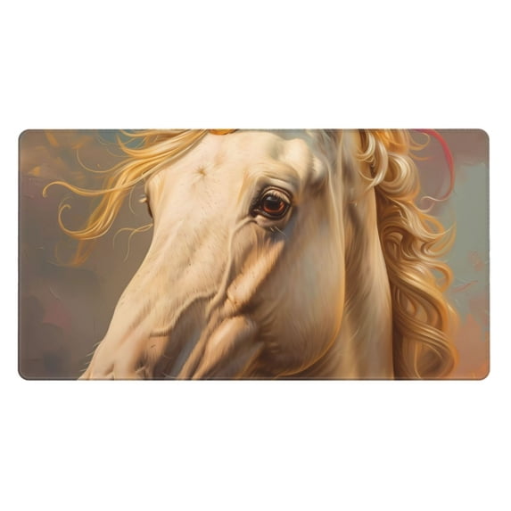 Kdxio Rainbow White Horse Print Large Gaming Mouse Pad,Non-Slip Base,Water Resist Keyboard Pad for Gamer,Office & Home,29.5 x 15.8 in