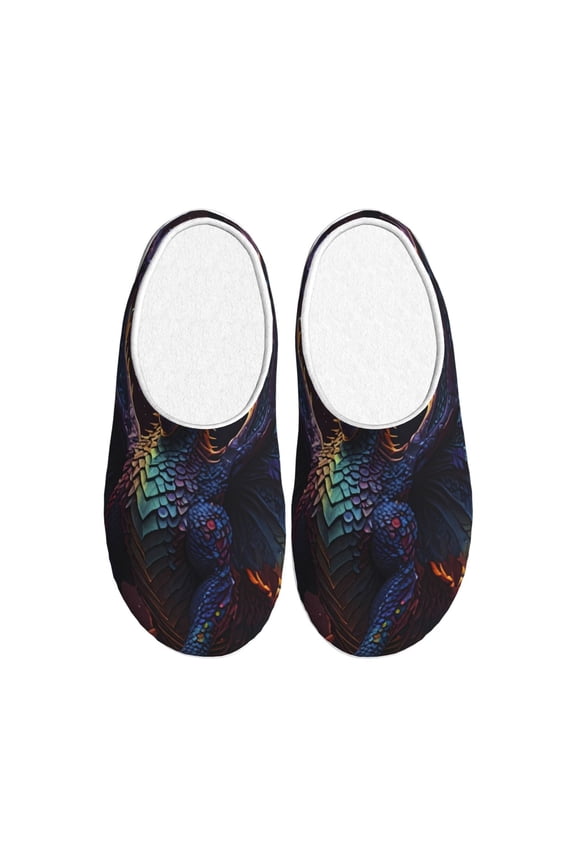 Rainbow Wings Majestic Dragon Women's Men's Slippers Plush Slip-On House Slipper for Winter Indoor Soft Cushion Non-slip Fluffy Slides Slippers-8