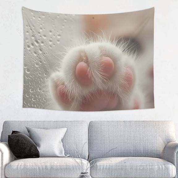 Kdxio Raindrop Kitten Paw Wall Hanging Tapestries Banner For Bedroom College Dorm Home Living Room Party Decor 29X37 In