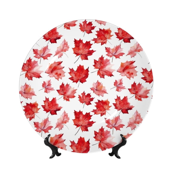 Kdxio Realistic Maple Leaf Bone China Decorative Plate Ceramic Decorative Plate for Home Office Wall Stand Decorative Plates for Home Bedroom-7in