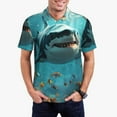 thumbnail image 1 of Kdxio Realistic Ocean Shark Print Men's Short Sleeve Polo Shirt,Midweight Men's Shirt, 1 of 5