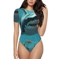 thumbnail image 1 of Kdxio Realistic Ocean Shark for Women's Short-Sleeved Onesie Stylish Round Neck Pajamas Bodysuit Jumpsuit Nightwear-Large, 1 of 7