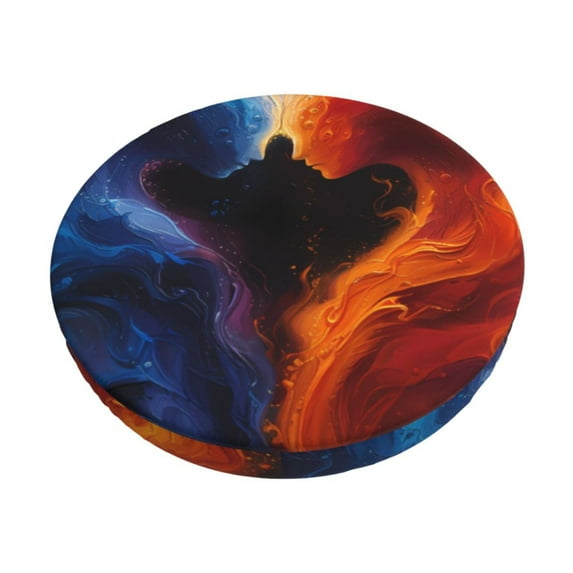 Kdxio Red And Blue Abstract Print Stool Covers Round,Stretch Round Bar Stool Covers Washable Bar Stool Cushion Slipcover for 12-15 Inch Chair