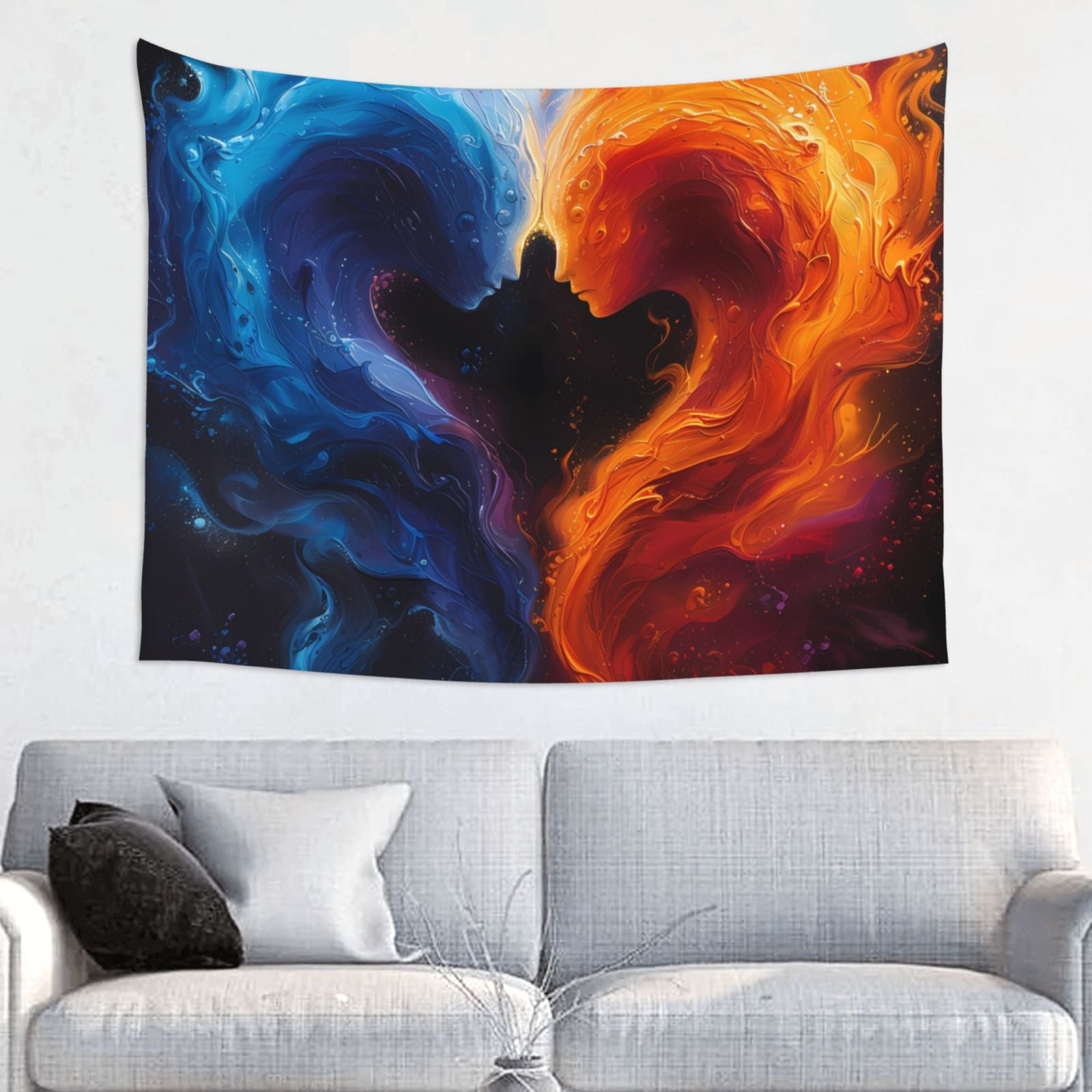 Kdxio Red And Blue Abstract Wall Hanging Tapestries Banner For Bedroom