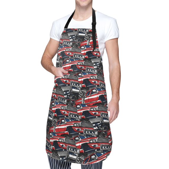 Kdxio Red And Blue Cars Apron with Pockets Adjustable Kitchen Aprons for Men Women Waterproof Aprons for Cooking,Drawing,Crafting, Baking Household Cleaning