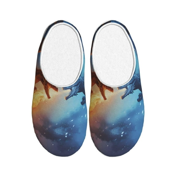Kdxio Red And Blue Fire Dragon A Women's Men's Slippers Plush Slip-On House Slipper for Winter Indoor Soft Cushion Non-slip Fluffy Slides Slippers-8