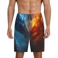 thumbnail image 1 of Kdxio Red And Blue Fire Dragon E Print Mens Sleep Shorts Bottoms Soft Comfy Pajama Wear Pants with Drawstring Pockets, 1 of 5