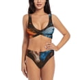 thumbnail image 1 of Kdxio Red And Blue Fire Dragon F Print Women's 2 Piece High Waisted Wrap Spaghetti Strap Summer Swimsuit Bikini Set-Medium, 1 of 5