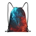 thumbnail image 1 of Kdxio Red And Blue Fire Print Drawstring Backpack Bag,Waterproof Draw String Back Sack, Gym Drawstring Bags Swim Bag For Unisex, 1 of 5