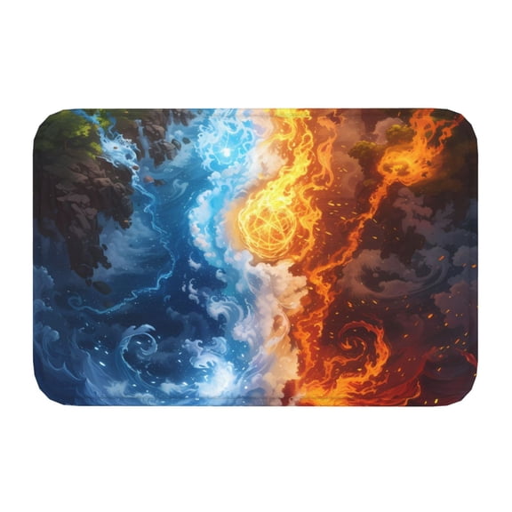 Kdxio Red And Blue Flame Waves,16" x 24", Non-Slip Front Door Mats,Outdoor Welcome Mat Washable