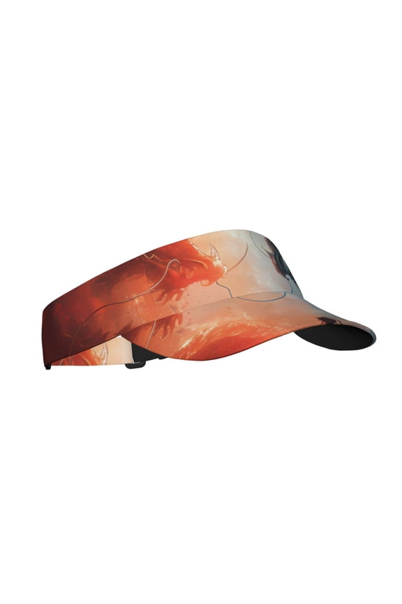 Red And Blue Sky Dragon Print Sun Visor Hat Golf Visor Adjustable Velcro Outdoor Sports Cap for Men Women