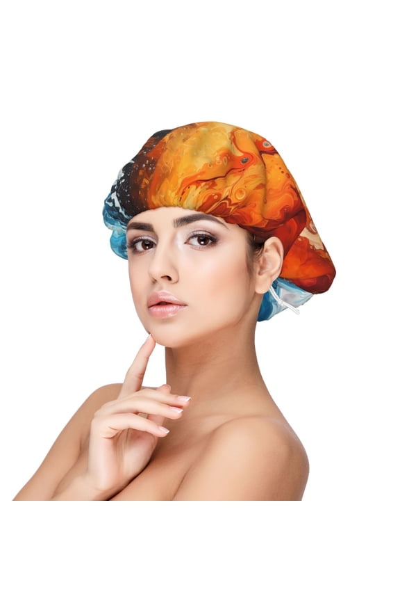 Red And Blue Waves Pattern Satin Bonnet Silk Bonnet Hair Bonnet for Sleeping Hair Bonnets for Women Curly Natural Hair