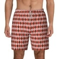 thumbnail image 1 of Kdxio Red And Brown Squares Print Men'S Swim Trunks With Compression Liner 7 Inch Inseam Quick Dry Swim Shorts, 1 of 7