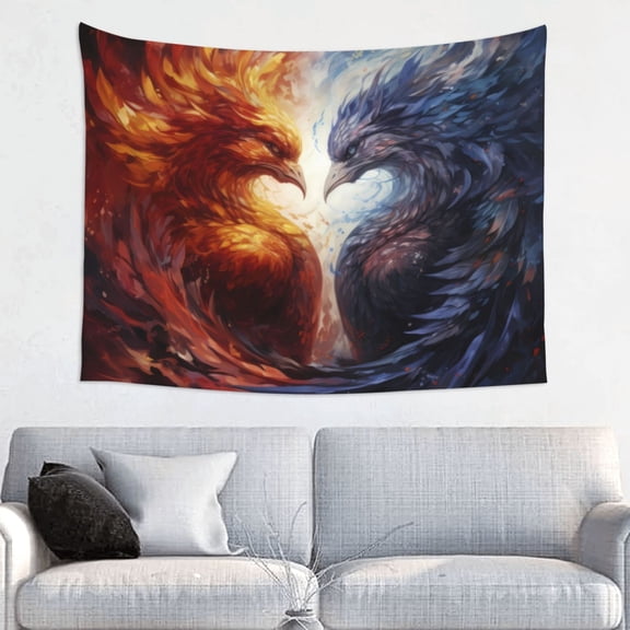 Kdxio Red And White Fire Bird Wall Hanging Tapestries Banner For Bedroom College Dorm Home Living Room Party Decor 29X37 In