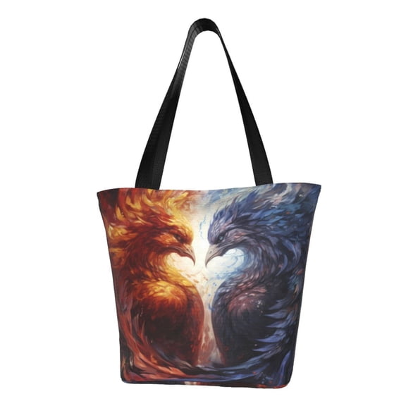 Kdxio Red And White Fire Bird Women Reusable Grocery Bags Foldable Ripstop,Reusable Shopping Bags for Shopping,Gym,Gift