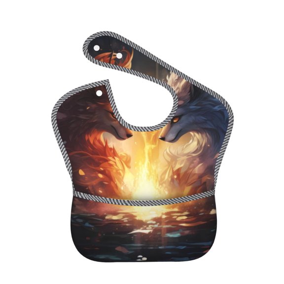Kdxio Red And White Flame Fox Bibs For Babies, Baby Bibs for Eating, Toddler Bibs, Waterproof Bibs, Feeding Bibs, for Toddlers, Boys, Girls