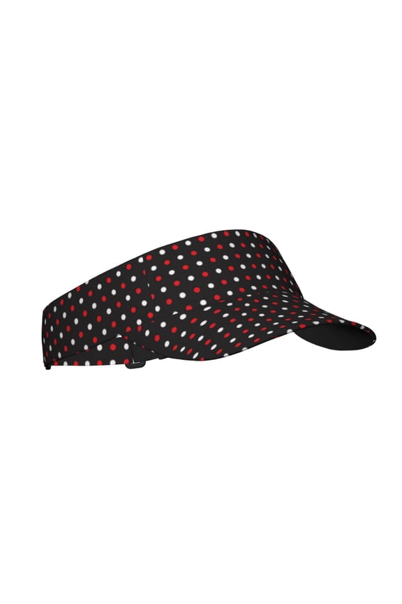 Red And White Polka Dots Print Sun Visor Hat Golf Visor Adjustable Velcro Outdoor Sports Cap For Men Women