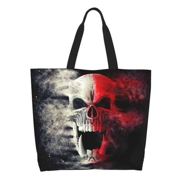 Kdxio Red And White Screaming Demon Skull Casual Tote Bags Women Big Capacity Shoulder Bag for Women Travel Shoulder Bags Handbags