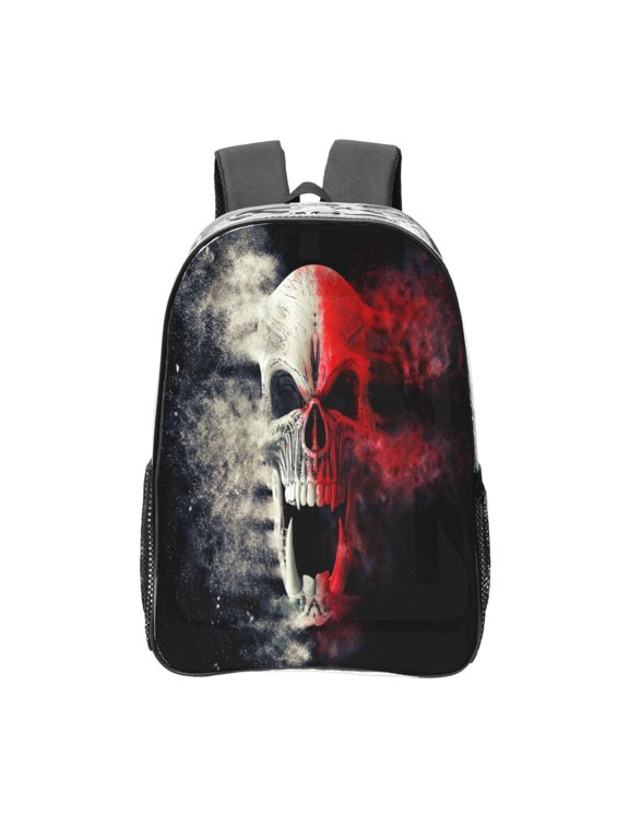 Red And White Screaming Demon Skull Clear Backpack, Transparent Bookbag for School for Women Men, Capacity Clear Bag for College, Travel