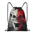 thumbnail image 1 of Kdxio Red And White Screaming Demon Skull Print Drawstring Backpack Bag,Waterproof Draw String Back Sack, Gym Drawstring Bags Swim Bag For Unisex, 1 of 5