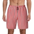 thumbnail image 1 of Kdxio Red And White Stripes Print Men's Swim Trunks with Compression Liner 7 Inch Inseam Quick Dry Swim Shorts, 1 of 5