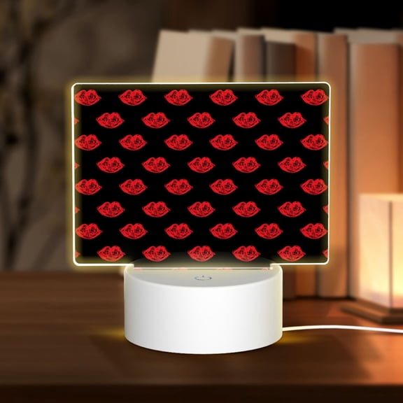 Kdxio Red Beautiful Lips Rectangular Acrylic Night Light Acrylic Sleep Night Light Friend Gifts for Birthday Gifts for Women Teens Boys Girls