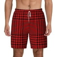 thumbnail image 1 of Kdxio Red Black Houndstooth Print Men'S Swim Trunks With Compression Liner 7 Inch Inseam Quick Dry Swim Shorts, 1 of 7
