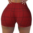 thumbnail image 1 of Kdxio Red Black Houndstooth Print Workout Shorts for Women Seamless Soft Smooth Gym Yoga Scrunch Active Shorts, 1 of 9