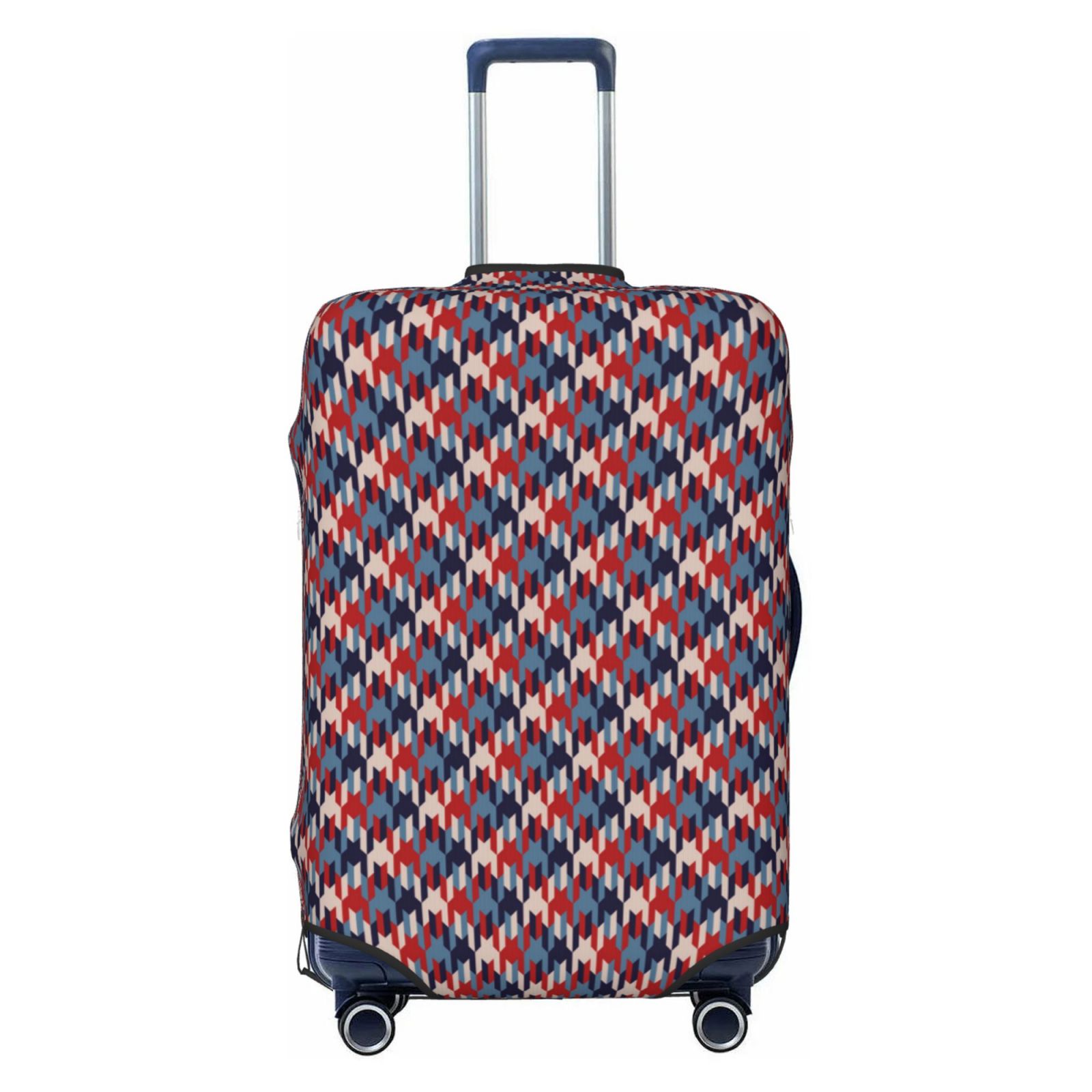 Kdxio Red Blue Checked Pattern Luggage Cover for Travel,Elastic and Durable,Fits 18-32 Inch,Anti-Scratch Suitcase Protector-No luggage included