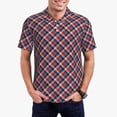 thumbnail image 1 of Kdxio Red Blue Checked Print Men's Short Sleeve Polo Shirt,Midweight Men's Shirt-XX-Large, 1 of 5