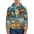 thumbnail image 1 of Kdxio Red Blue Dragon Battle Epic Print Mens Casual Hooded Collar Drawstring Hoodies Pullover Sweatshirts Casual Long Sleeve Shirts-Medium, 1 of 7